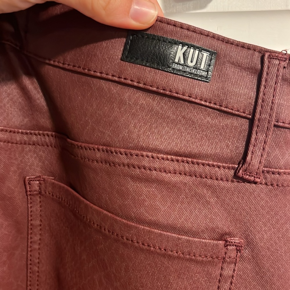 Kut from the Kloth Connie Fab Ab Ankle Skinny Berry Snakeskin Coated Jeans Size8 - Picture 7 of 10